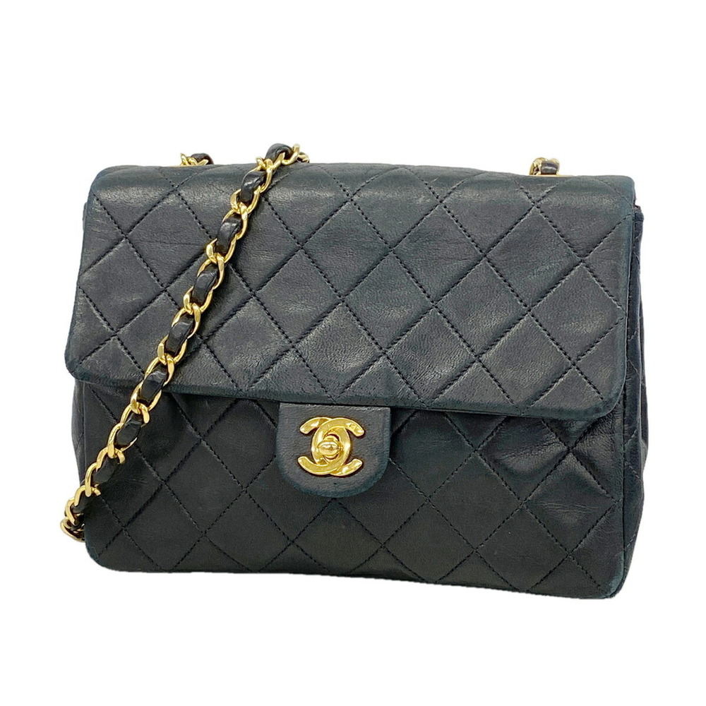 Chanel Matelassé Chain Shoulder Bag, Lambskin, Black, Women's